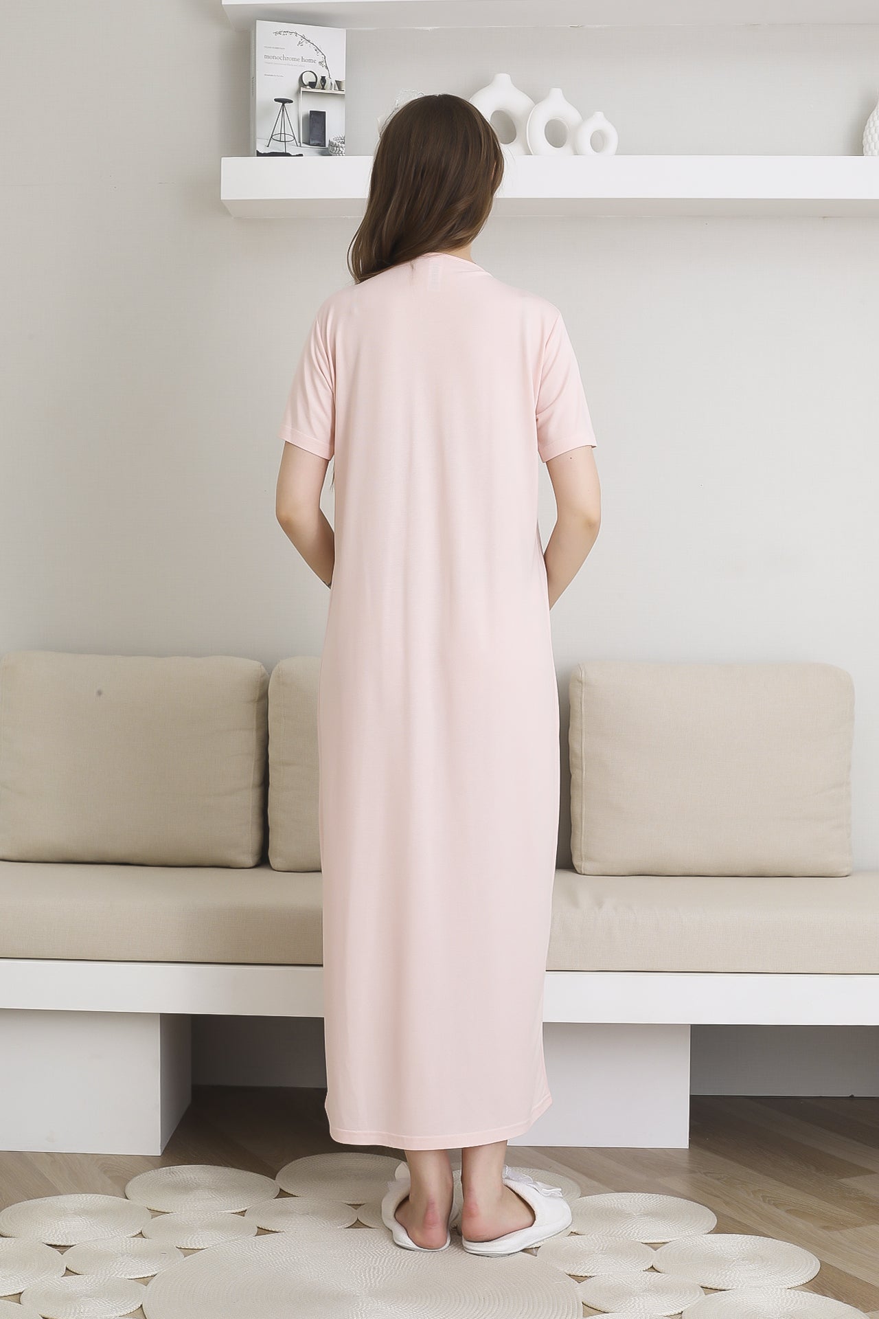 Lohusa Uzun Gecelik ve Sabahlık Hamile Takım 6 Düğmeli Emzirme ve Tesettüre Uygun 2300