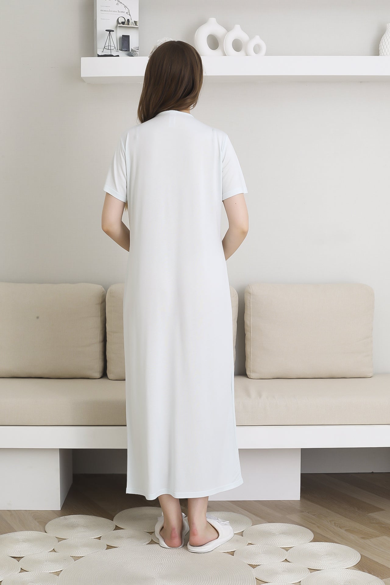 Lohusa Uzun Gecelik ve Sabahlık Hamile Takım 6 Düğmeli Emzirme ve Tesettüre Uygun 2300