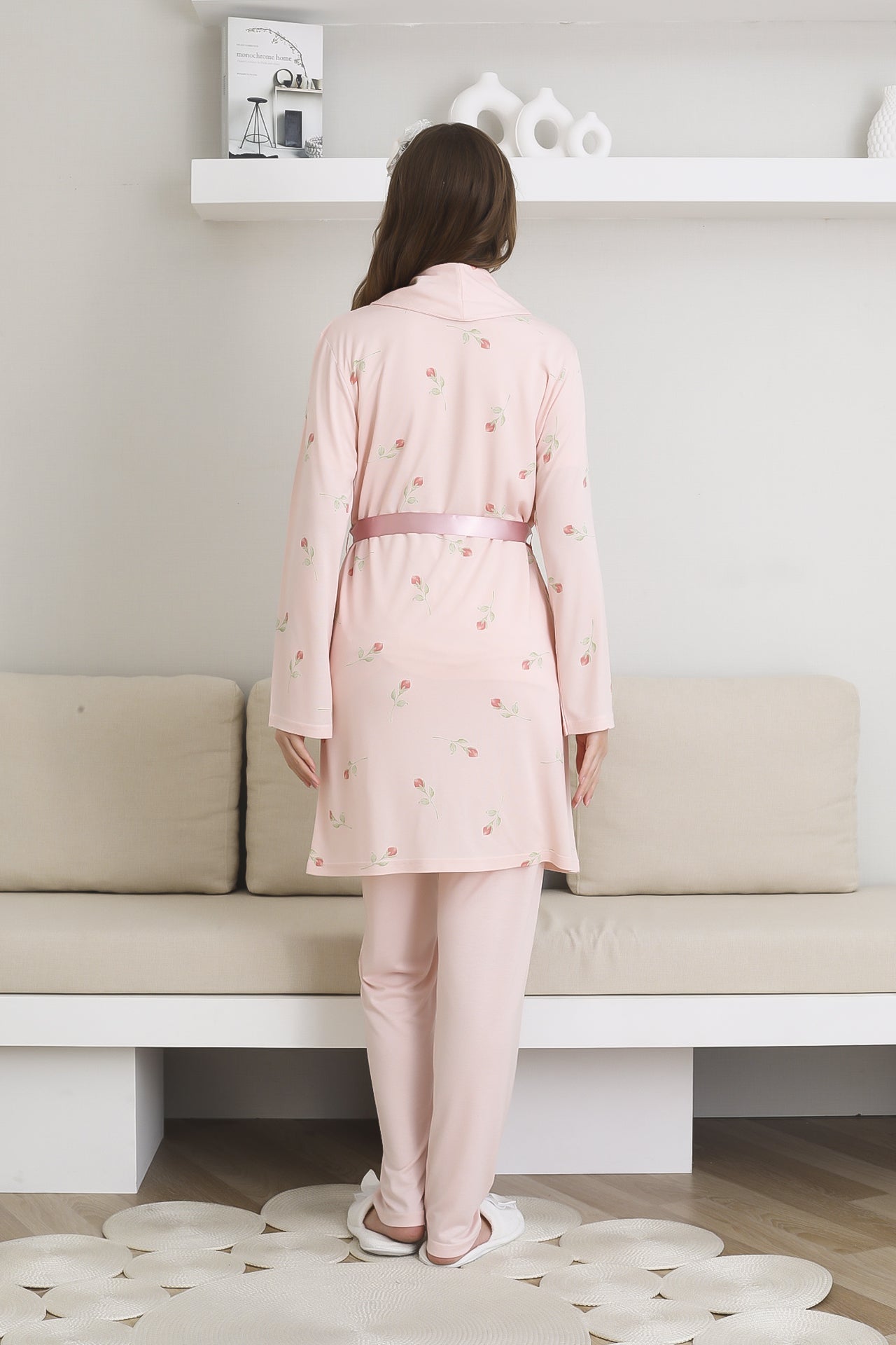 Pijama ve Sabahlıklı Hamile Lohusa Giyim / 6 Düğmeli Emzirme ve Tesettüre Uygun Pijama Takımı 3441