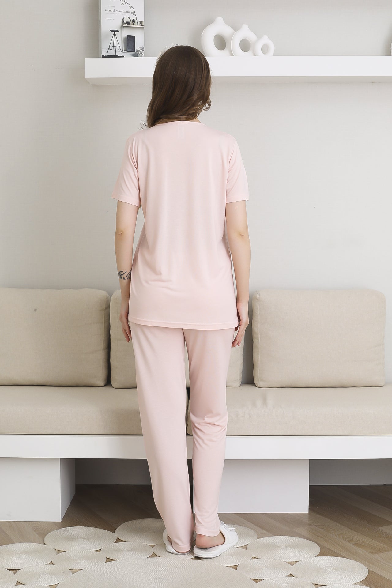 Pijama ve Sabahlıklı Hamile Lohusa Giyim / 6 Düğmeli Emzirme ve Tesettüre Uygun Pijama Takımı 3441