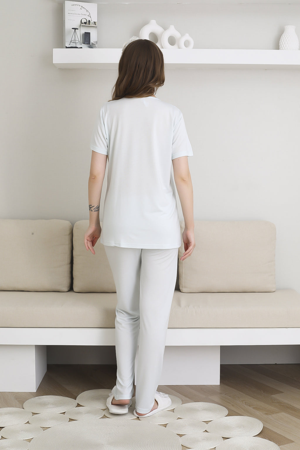 Pijama ve Sabahlıklı Hamile Lohusa Giyim / 6 Düğmeli Emzirme ve Tesettüre Uygun Pijama Takımı 3441