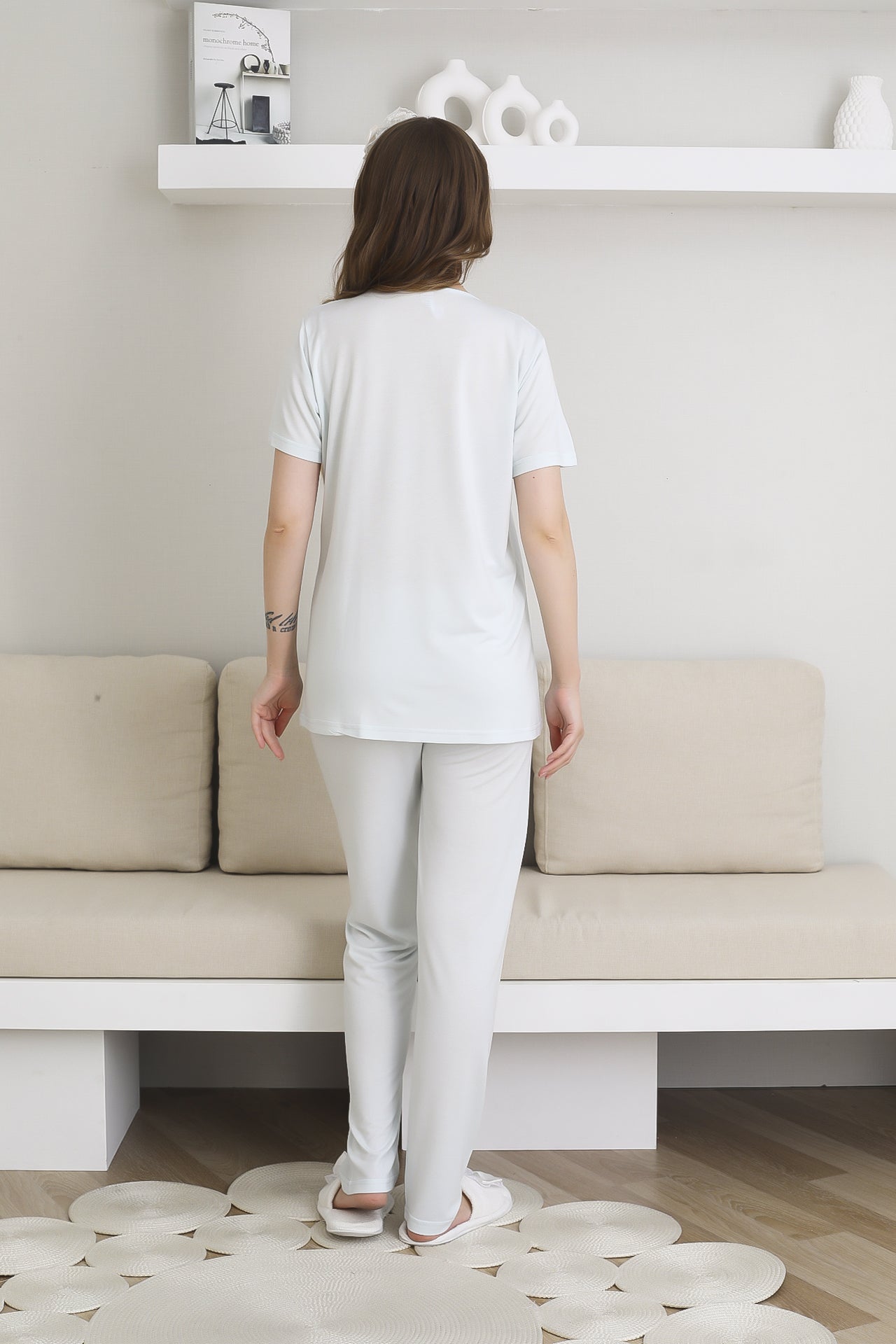 Pijama ve Sabahlıklı Hamile Lohusa Giyim / 6 Düğmeli Emzirme ve Tesettüre Uygun Pijama Takımı 3441