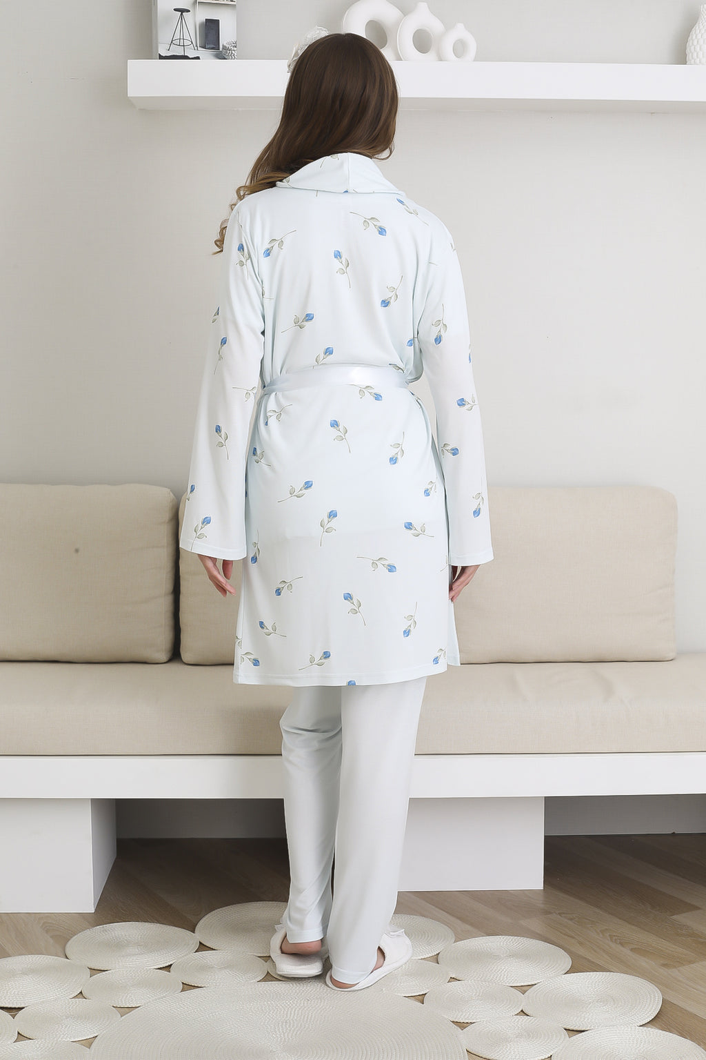 Pijama ve Sabahlıklı Hamile Lohusa Giyim / 6 Düğmeli Emzirme ve Tesettüre Uygun Pijama Takımı 3441