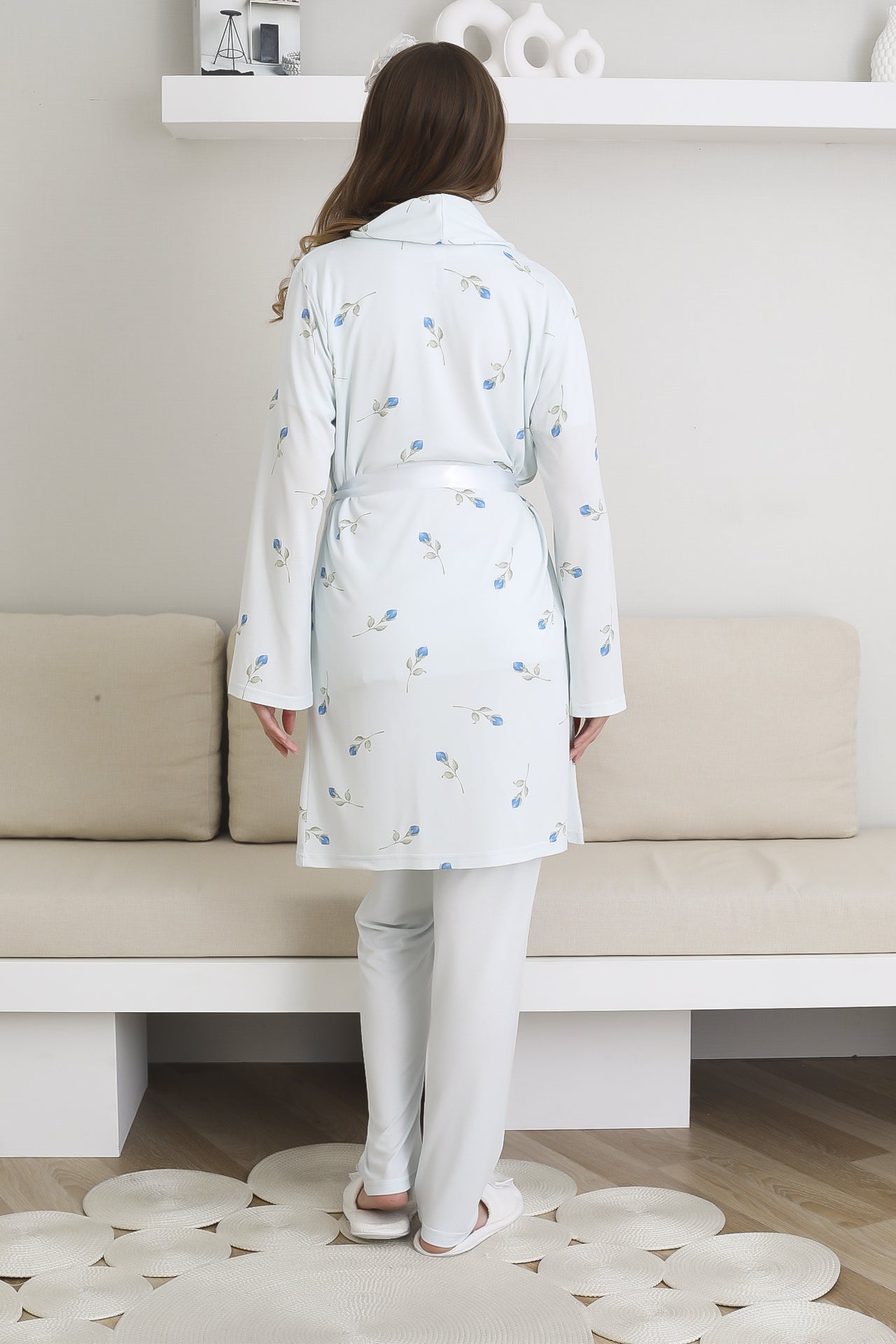 Pijama ve Sabahlıklı Hamile Lohusa Giyim / 6 Düğmeli Emzirme ve Tesettüre Uygun Pijama Takımı 3441
