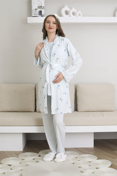 Hamile lohusa pijama ve sabahlık takımı 6 düğmeli emzirme tesettüre uygun