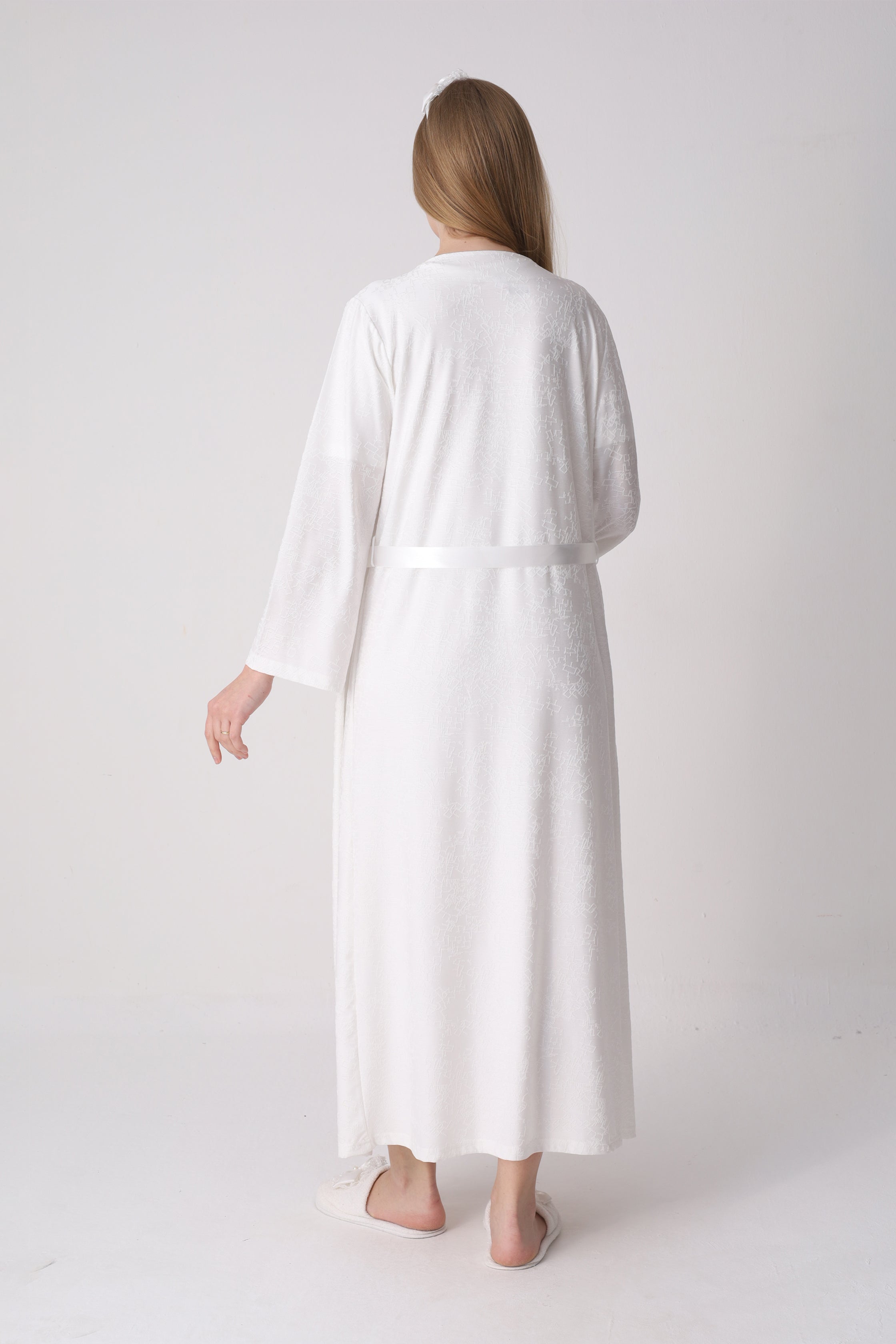 Hamile lohusa gecelik ve sabahlık takımı dantel işlemeli pamuklu 12
