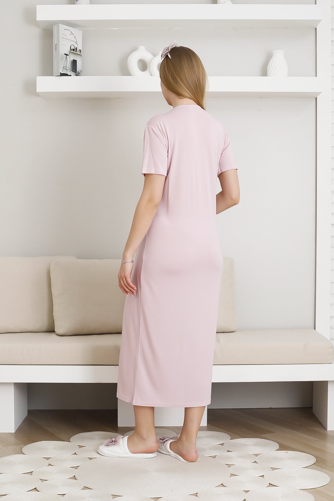 Lohusa Hamile Gecelik ve Sabahlık Giyim / Desenli Sabahlıklı Pamuk Viskon Kumaş 2299