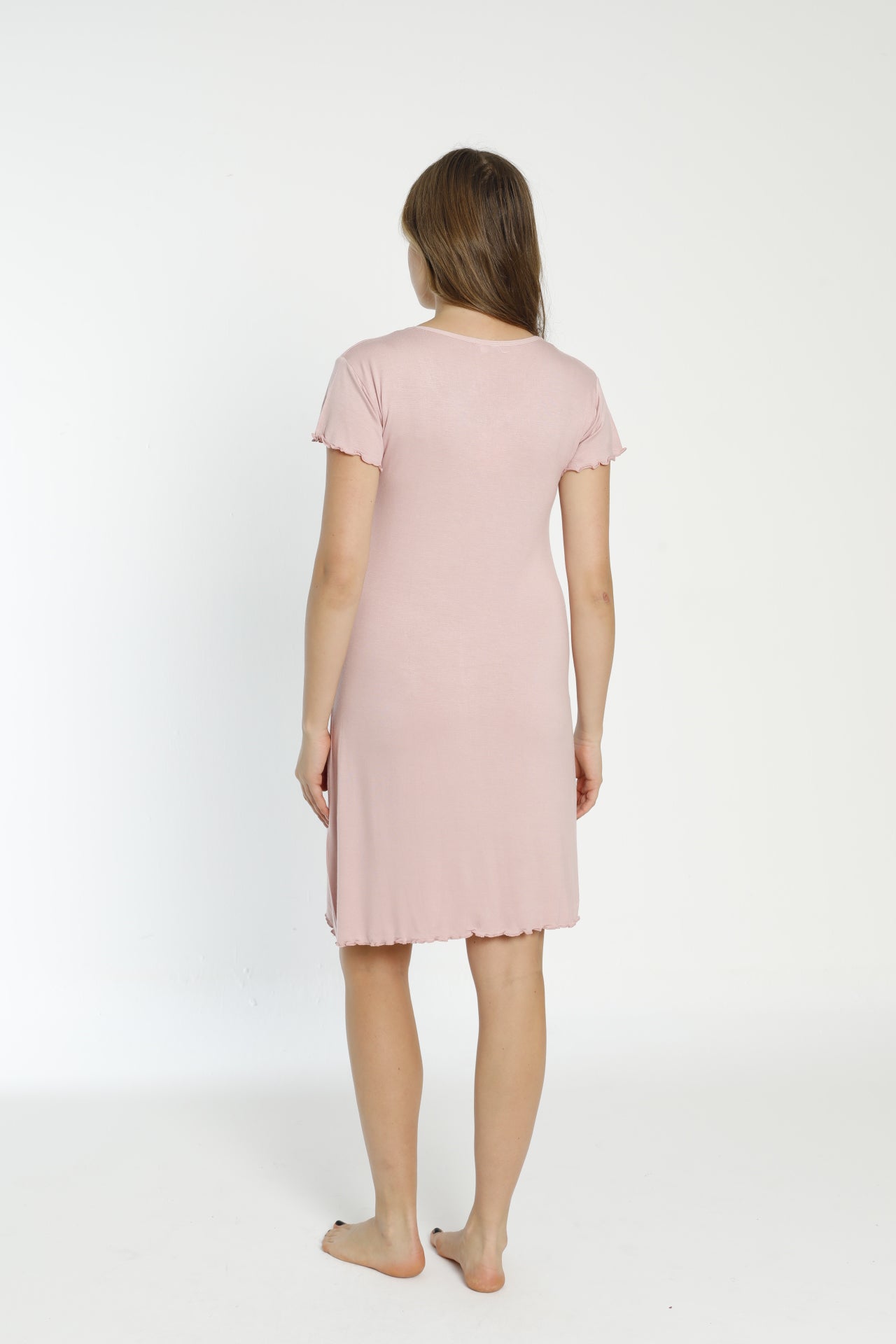 Kısa Kollu Pamuklu Kadın Gecelik / Büyük Bedenli