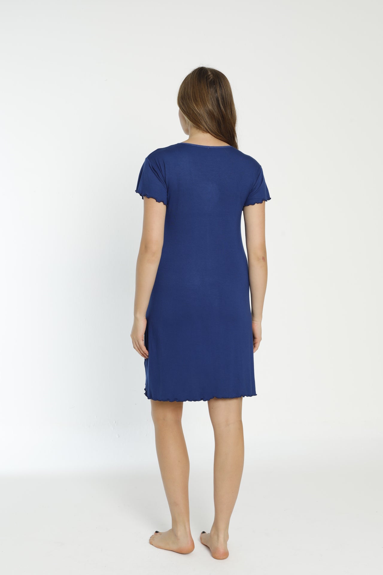 Kısa Kollu Pamuklu Kadın Gecelik / Büyük Bedenli