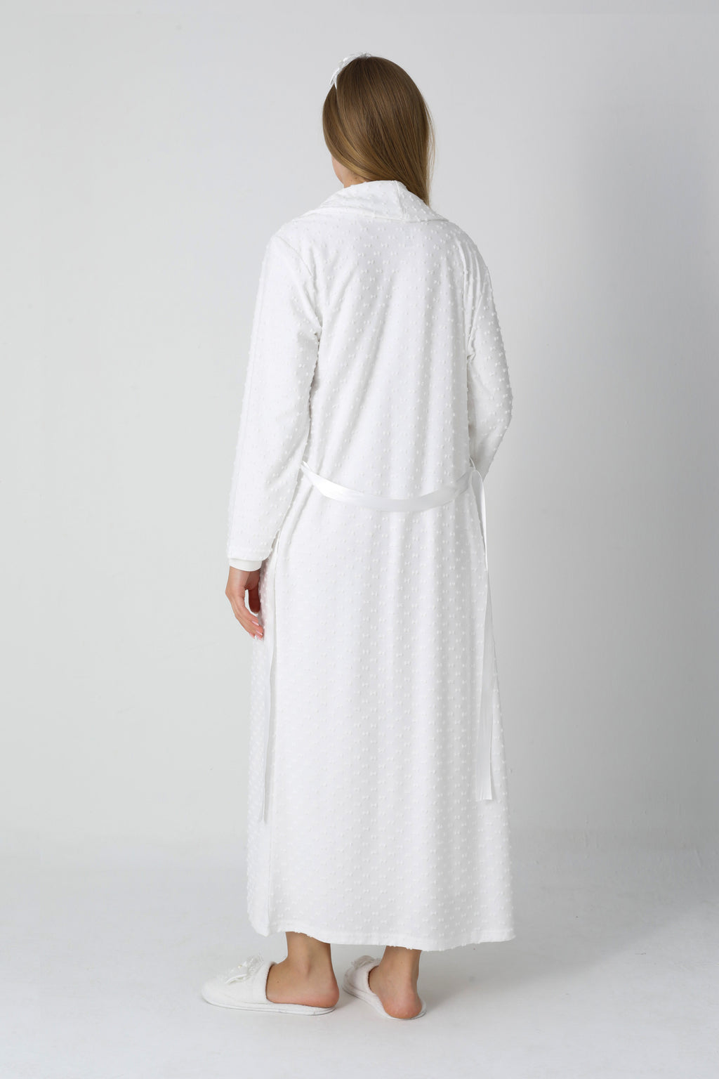 Fiyonk Desenli Jakarlı Sabahlık & Viskon Gecelik 2'li Lohusa Seti - 2311