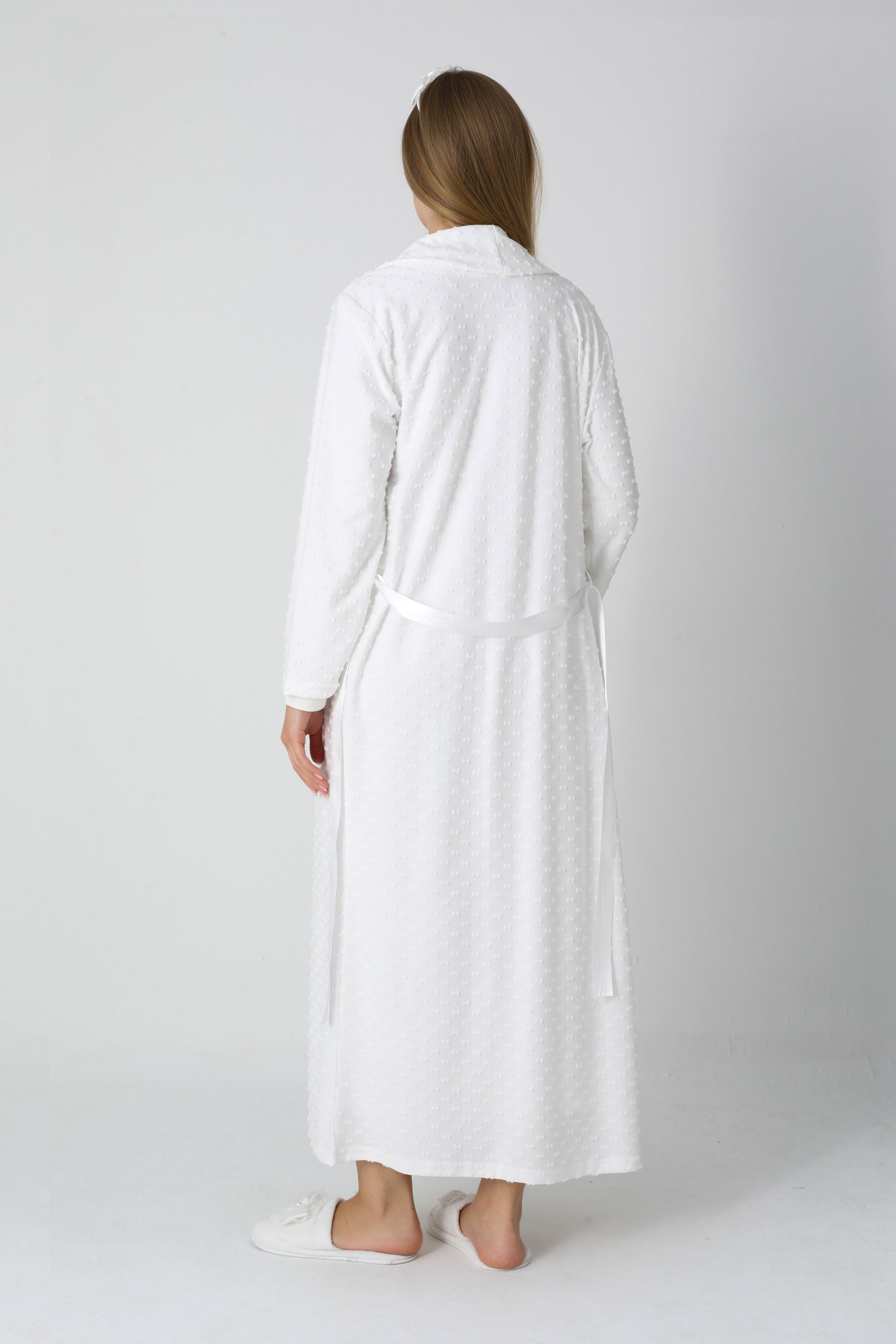 Fiyonk Desenli Jakarlı Sabahlık & Viskon Gecelik 2'li Lohusa Seti - 2311