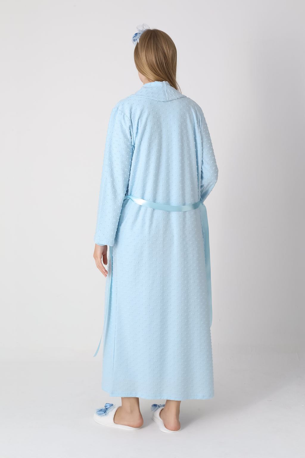 Fiyonk Desenli Jakarlı Sabahlık & Viskon Gecelik 2'li Lohusa Seti - 2311