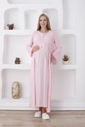 Hamile Sabahlıklı Gecelik Takımı / Düğmeli ve Güpürlü - 2286