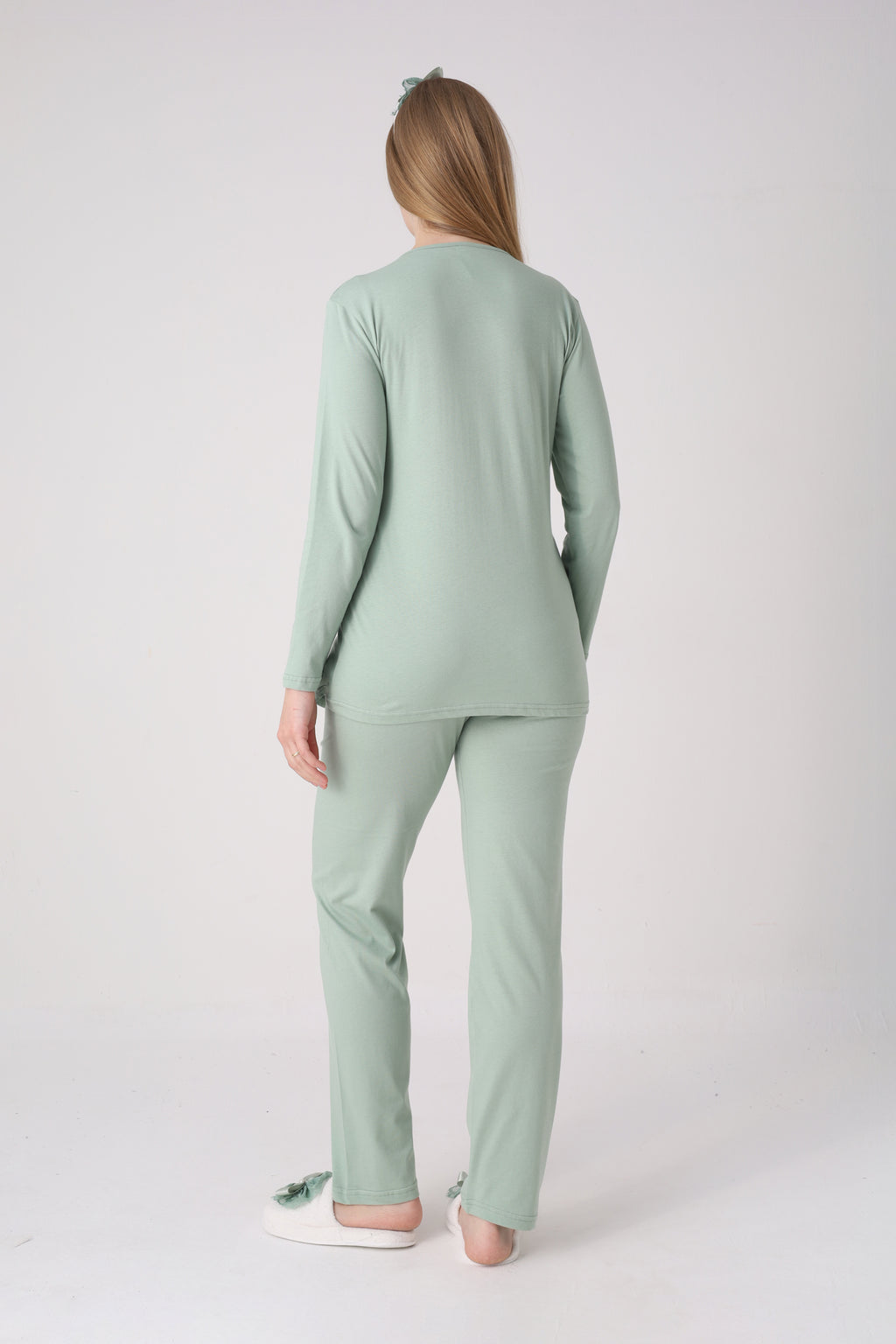 Fırfır Detaylı Hamile ve Lohusa Pijama Takımı