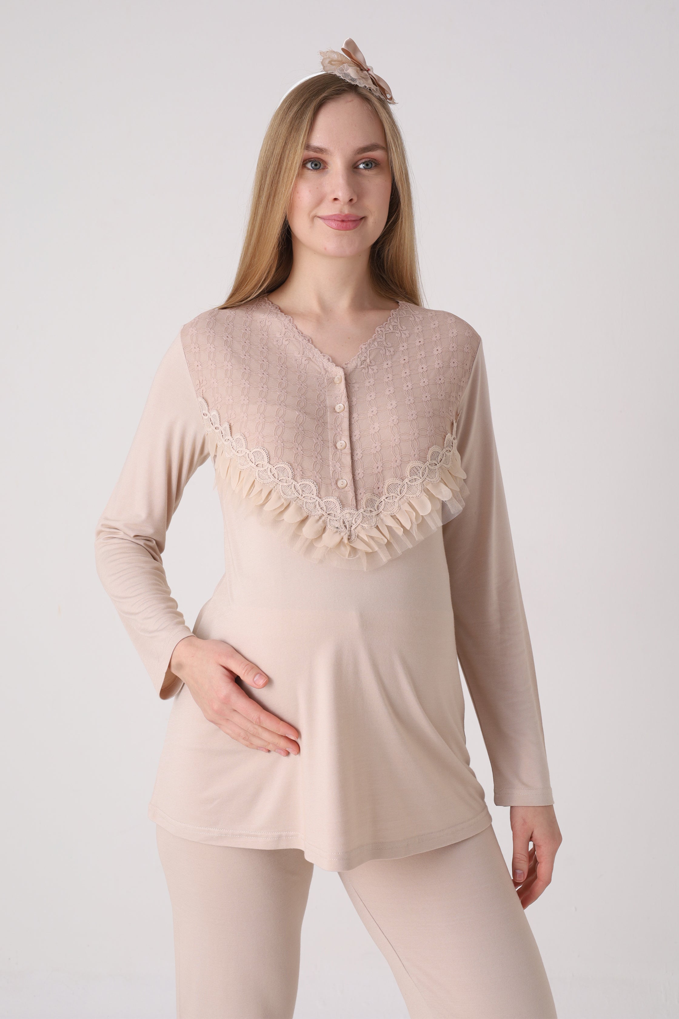 Fırfır Detaylı Hamile ve Lohusa Pijama Takımı 23