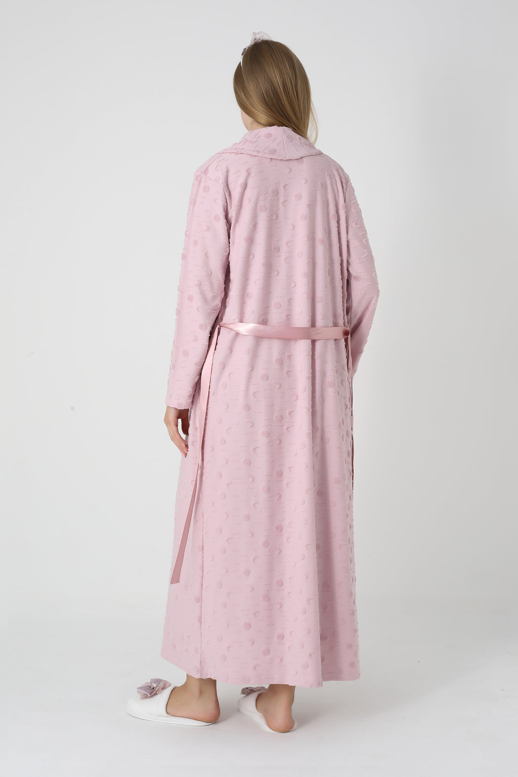 Jakarlı Havlu Sabahlıklı & Dantel Detaylı Lohusa Gecelik Takımı - 2312