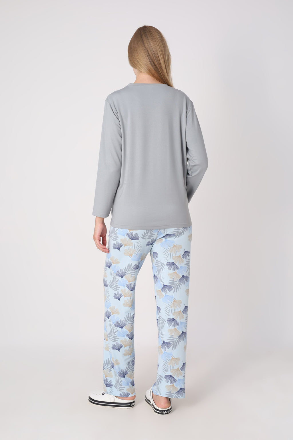 Hamile Pijama Takımı – Lohusa Seti, Desenli Alt ve Gizli Emzirme Panelli Üst Kombini - 1180-81