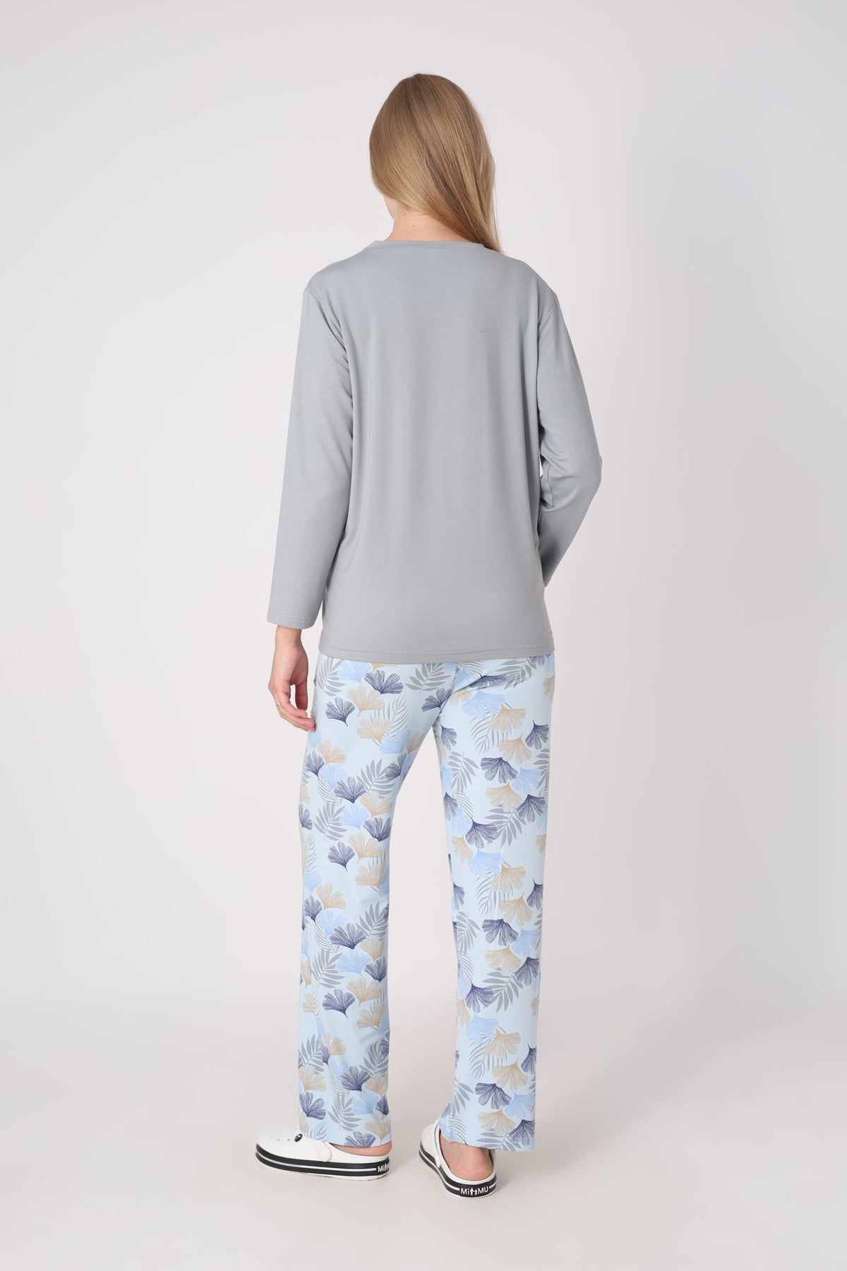 Hamile Pijama Takımı – Lohusa Seti, Desenli Alt ve Gizli Emzirme Panelli Üst Kombini - 1180-81 11