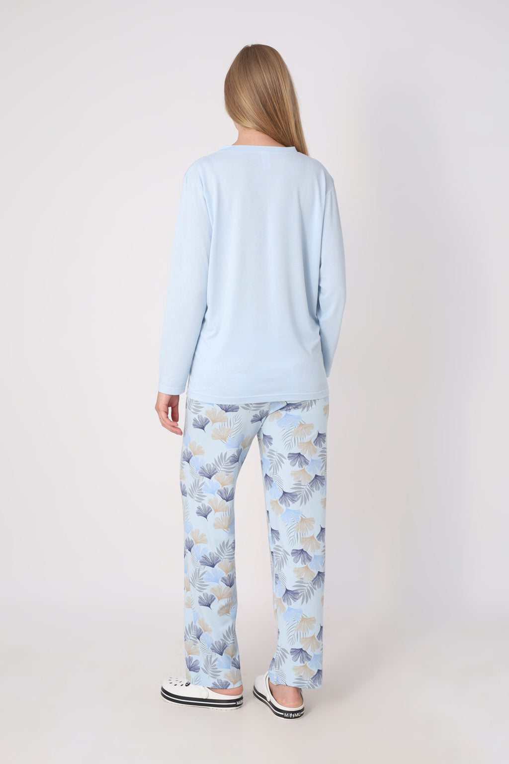 Hamile Pijama Takımı – Lohusa Seti, Desenli Alt ve Gizli Emzirme Panelli Üst Kombini - 1180-81