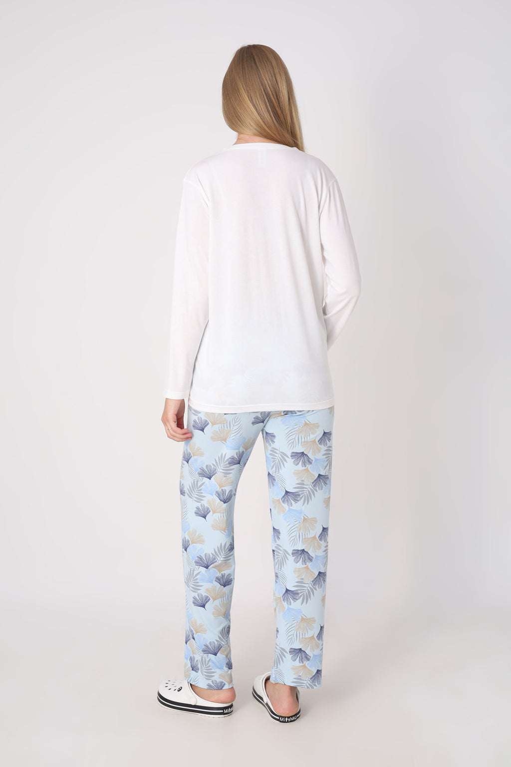 Hamile Pijama Takımı – Lohusa Seti, Desenli Alt ve Gizli Emzirme Panelli Üst Kombini - 1180-81