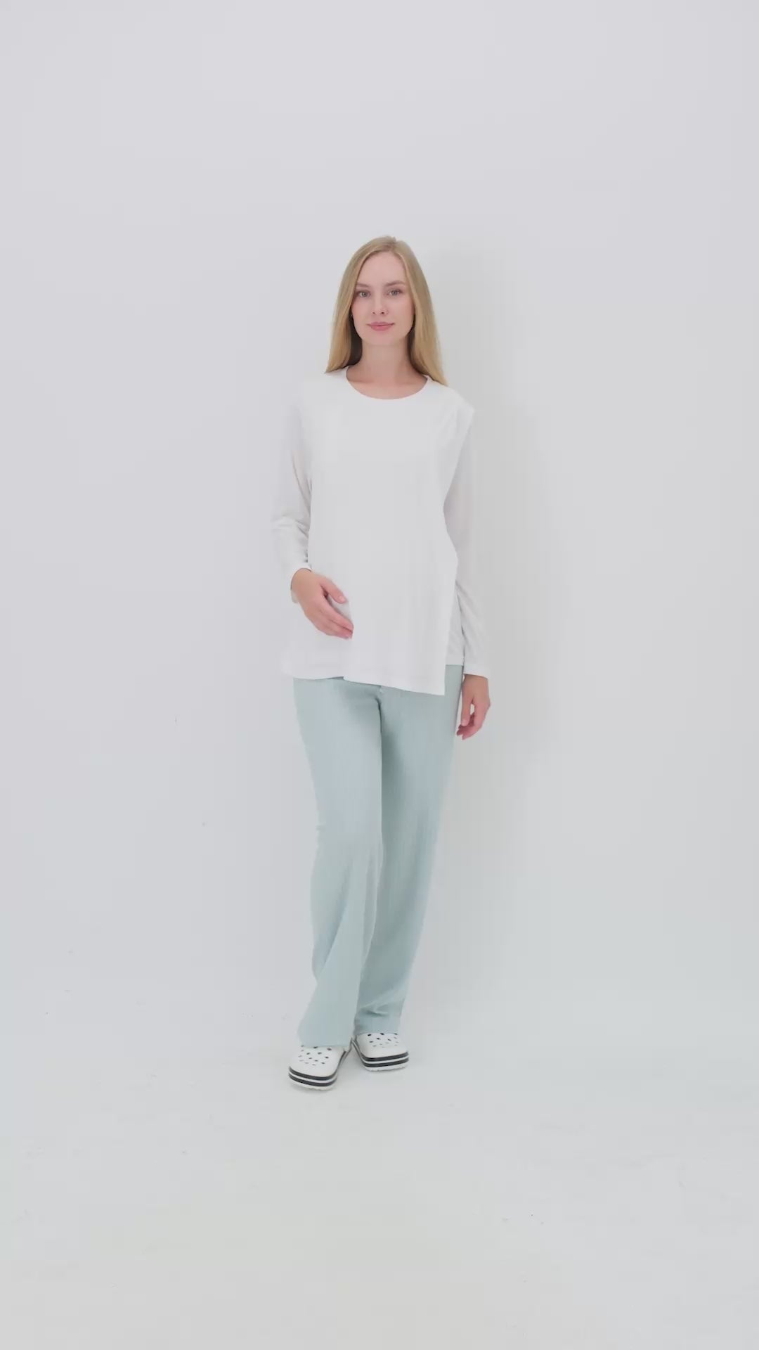 Gizli Emzirmeli Ayarlanabilir Belli Hamile Lohusa Pijama Takımı - Beyaz / Vizon - Nar - Mint - 1179 14
