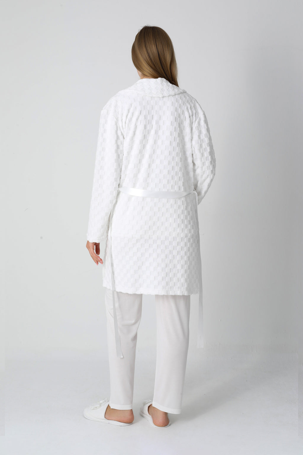 Kareli Jakar Sabahlıklı &amp; Pamuklu 3'lü Hamile Lohusa Pijama Takımı - 3453