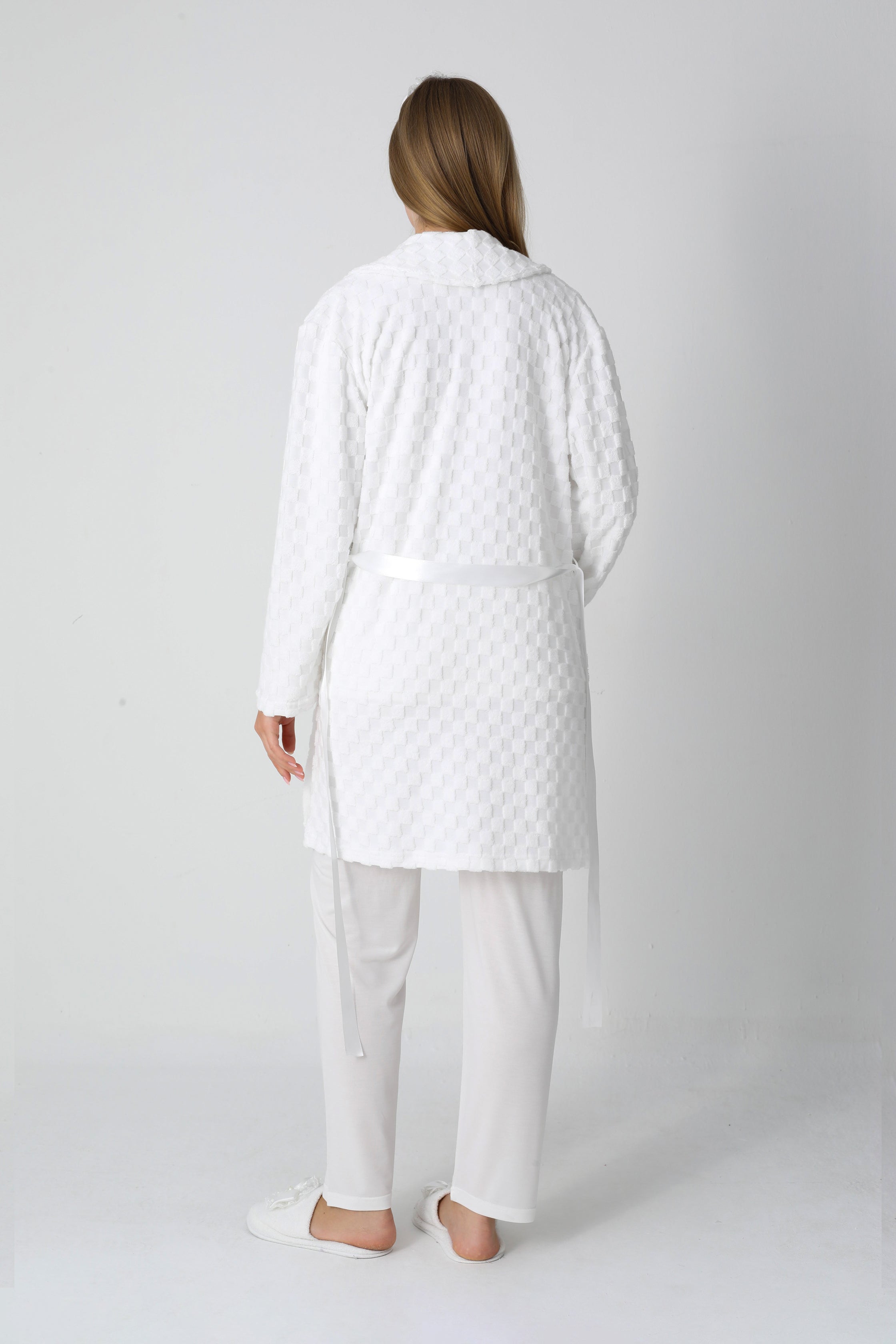 Kareli Jakar Sabahlıklı &amp; Pamuklu 3'lü Hamile Lohusa Pijama Takımı - 3453